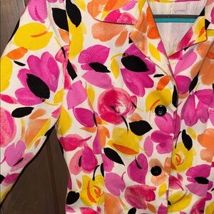 Floral Women's Blazer - Pink, Yellow, and Orange